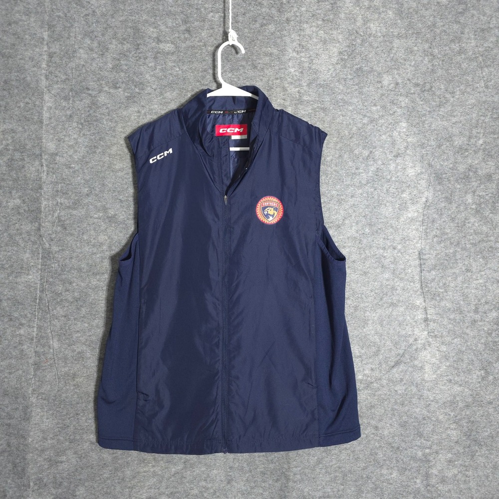 CCM Florida Panthers Vest Mens XL Navy Blue Tactical Degree NHL Hockey Full Zip